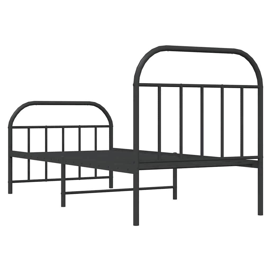 sengeramme med sengegavl og fodgærde 90x190 cm metal sort