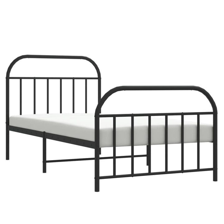 sengeramme med sengegavl og fodgærde 107x203 cm metal sort