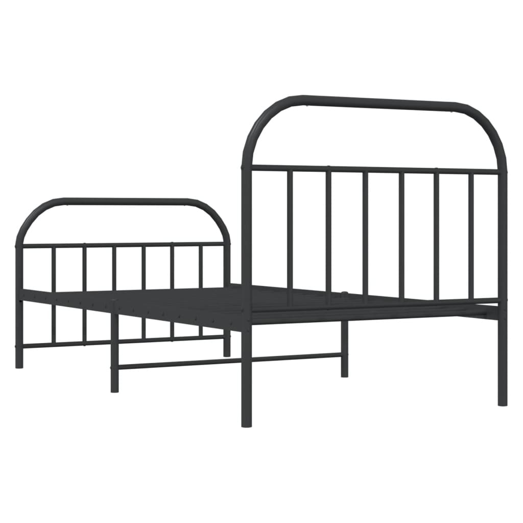 sengeramme med sengegavl og fodgærde 107x203 cm metal sort
