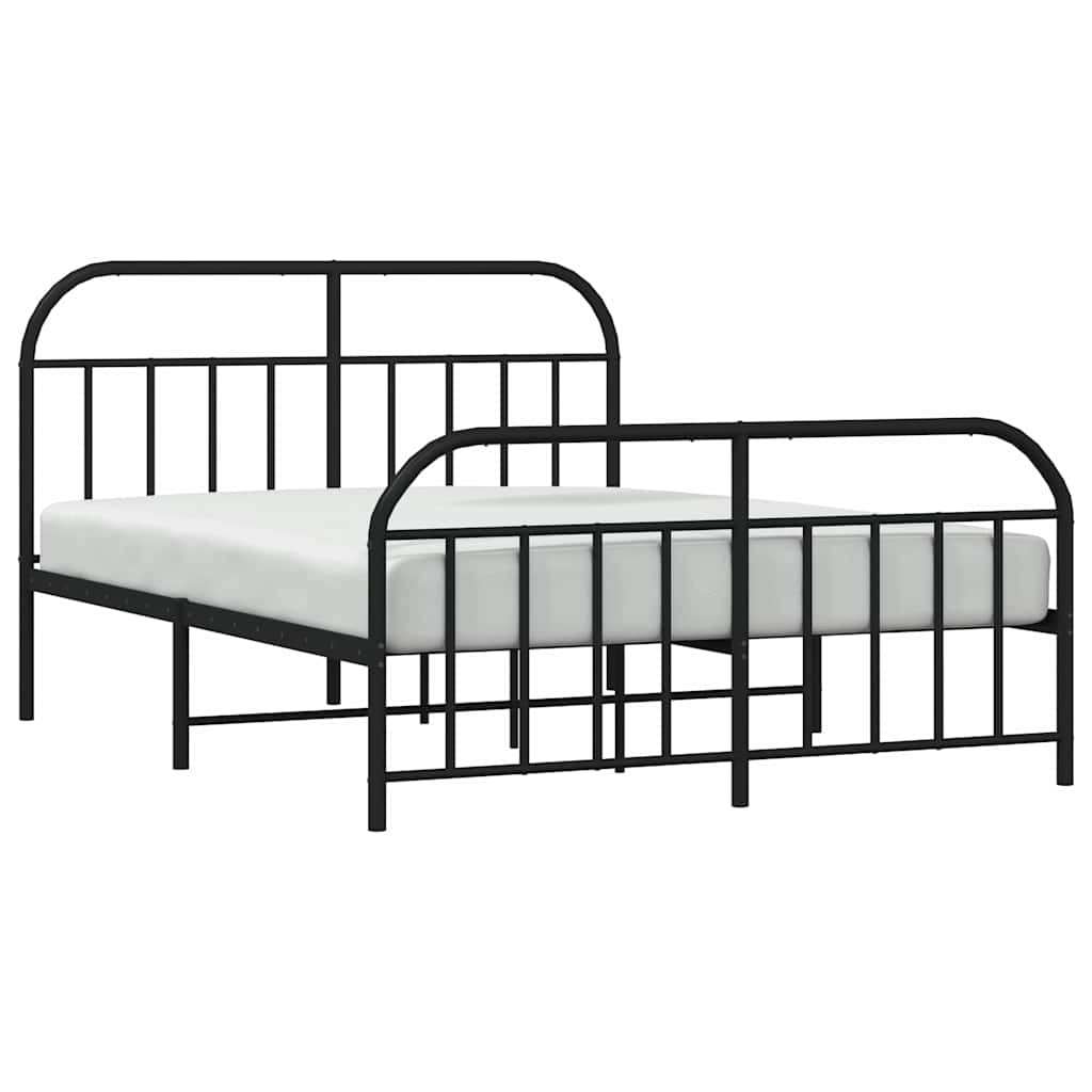 sengeramme med sengegavl og fodgærde 135x190 cm metal sort