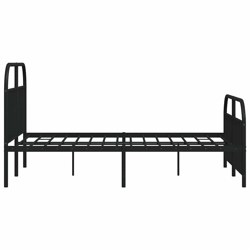 sengeramme med sengegavl og fodgærde 135x190 cm metal sort