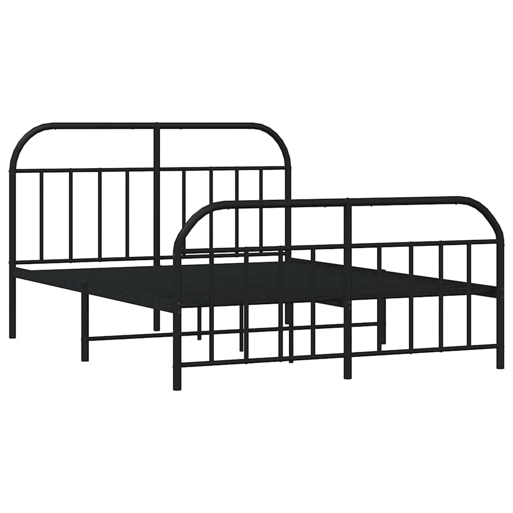 sengeramme med sengegavl og fodgærde 140x190 cm metal sort