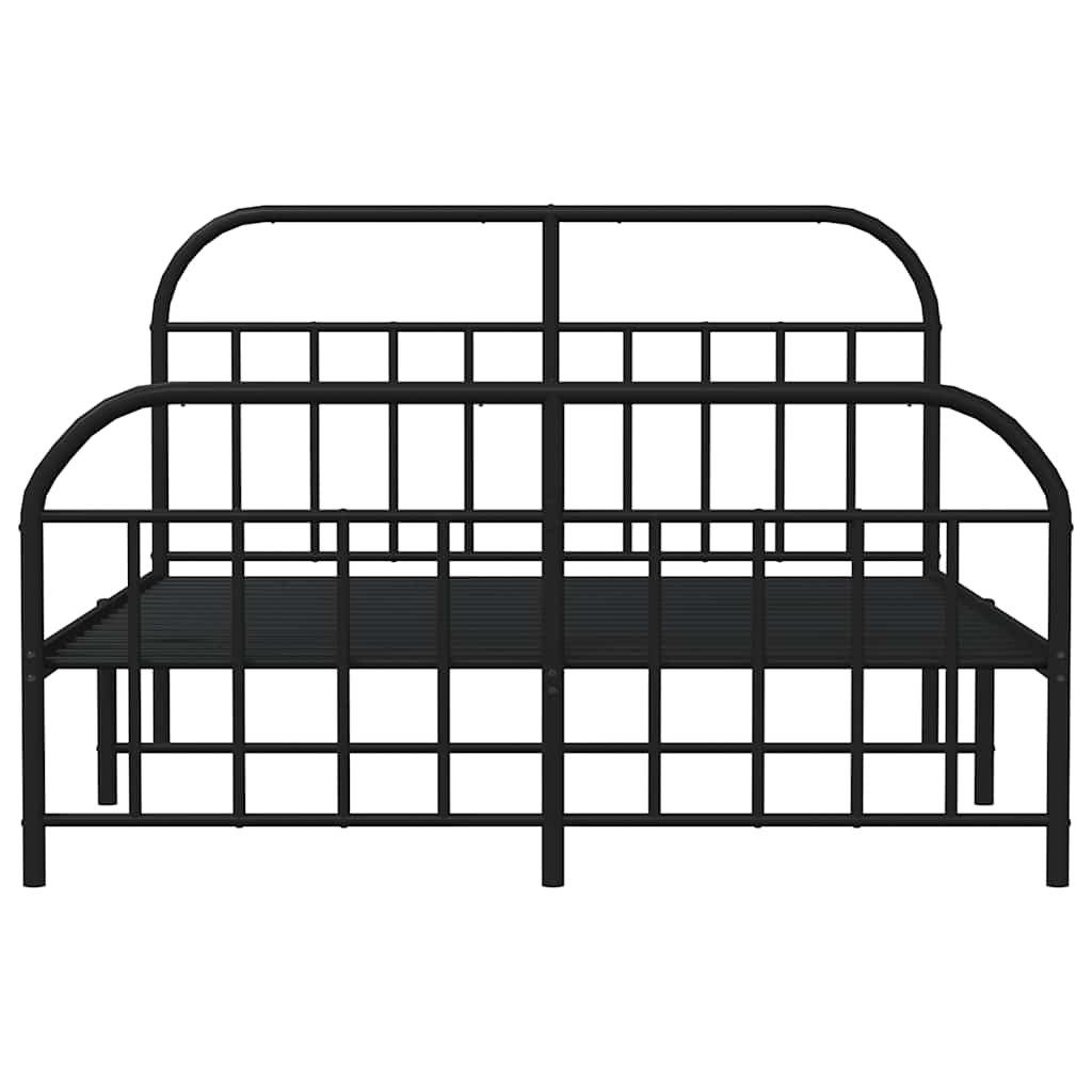 sengeramme med sengegavl og fodgærde 140x190 cm metal sort