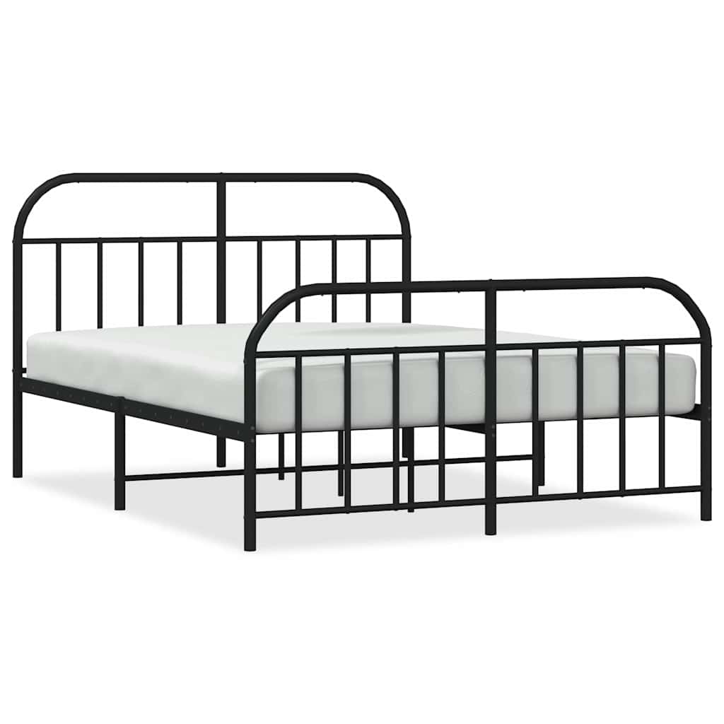 sengeramme med sengegavl og fodgærde 150x200 cm metal sort