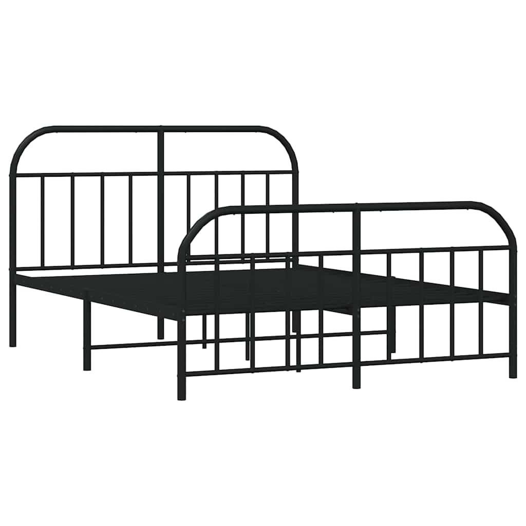 sengeramme med sengegavl og fodgærde 150x200 cm metal sort