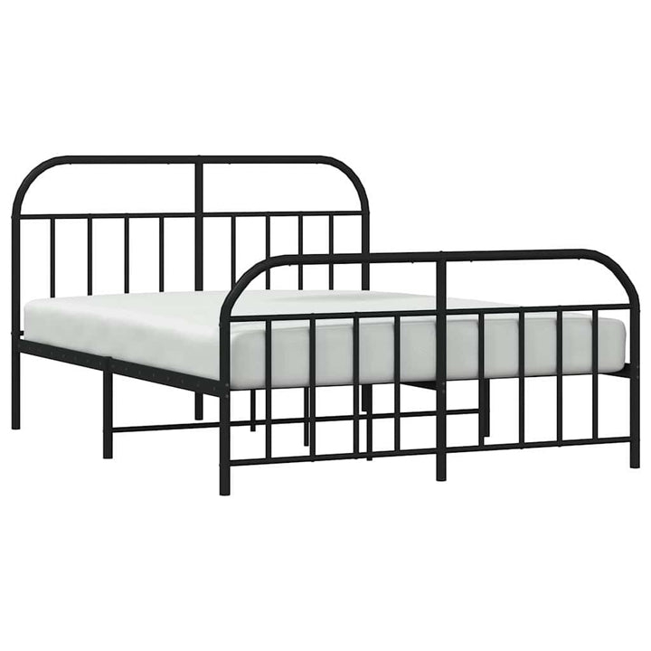 sengeramme med sengegavl og fodgærde 150x200 cm metal sort