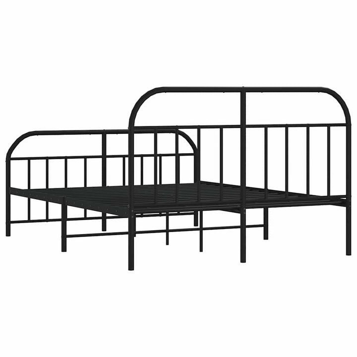sengeramme med sengegavl og fodgærde 150x200 cm metal sort