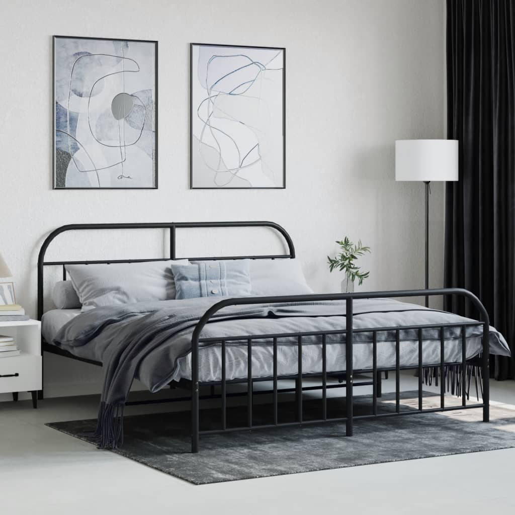 sengeramme uden madras med fodgærde 180x200 cm sort