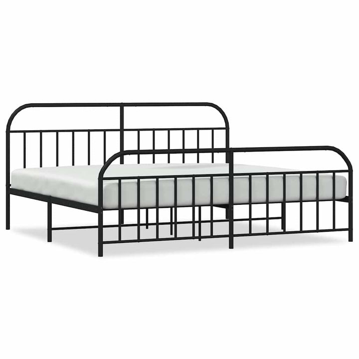 sengeramme med sengegavl og fodgærde 193x203 cm metal sort
