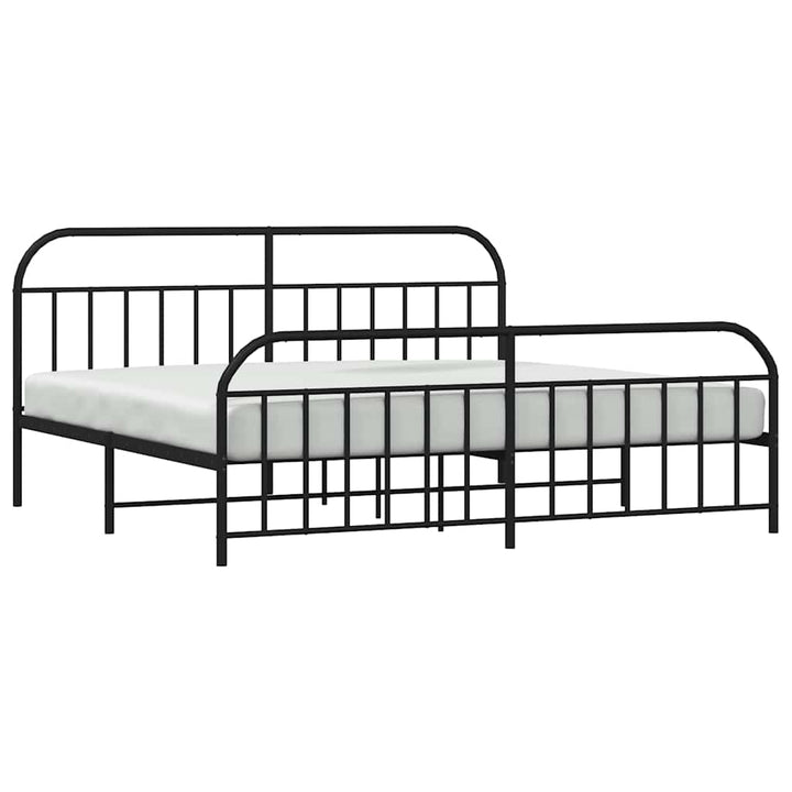 sengeramme med sengegavl og fodgærde 193x203 cm metal sort