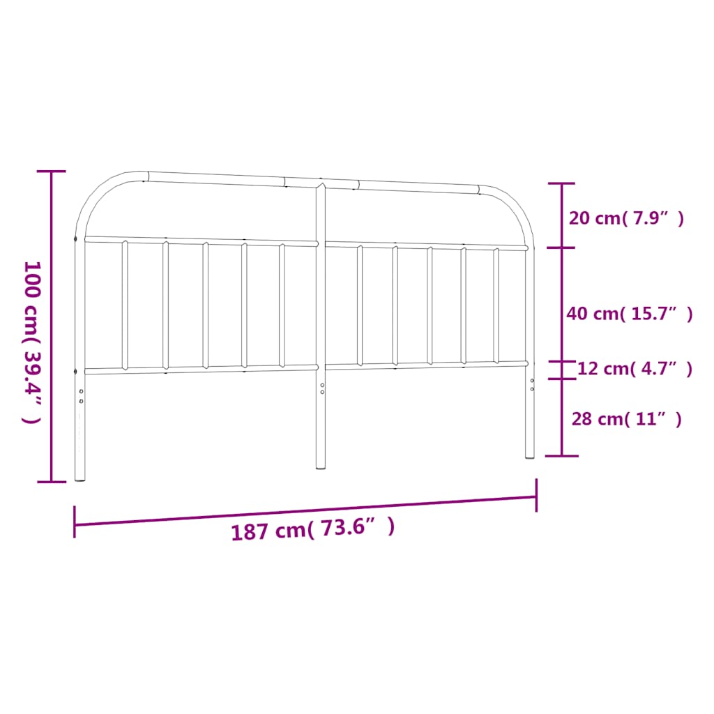 udskiftningsgavl 180 cm metal sort