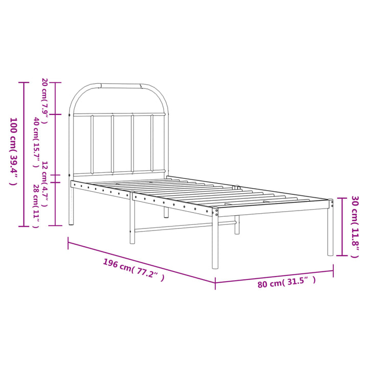 sengeramme uden madras med hovedgærde 75x190 cm hvid