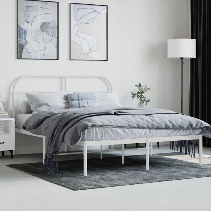 sengeramme med sengegavl 140x200 cm metal hvid