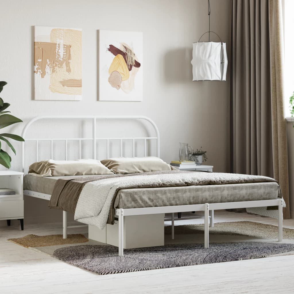 sengeramme med sengegavl 140x200 cm metal hvid