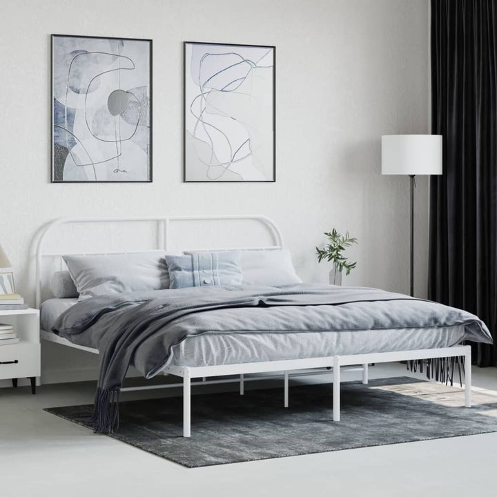 sengeramme med sengegavl 160x200 cm metal hvid