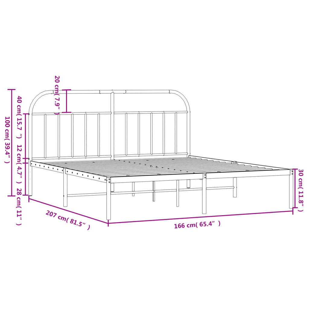 sengeramme med sengegavl 160x200 cm metal hvid