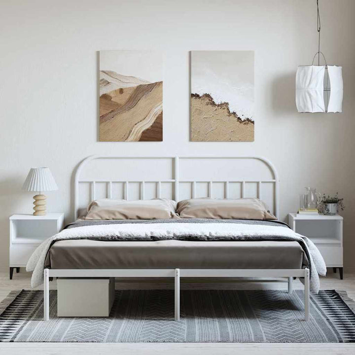 sengeramme med sengegavl 183x213 cm metal hvid