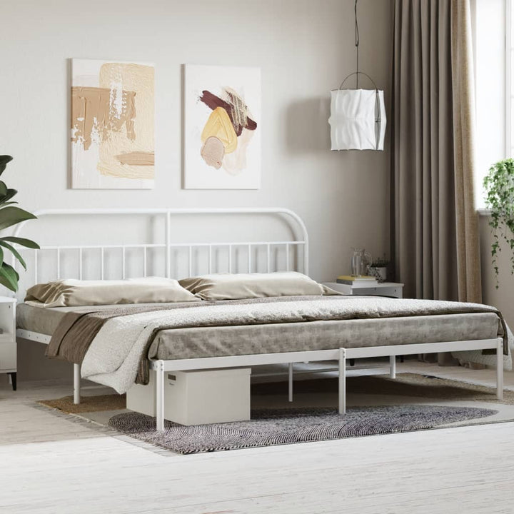 sengeramme med sengegavl 200x200 cm metal hvid