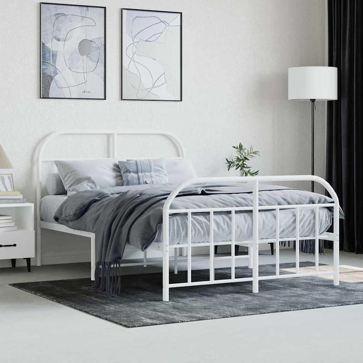 sengeramme med sengegavl og fodgærde 120x190 cm metal hvid