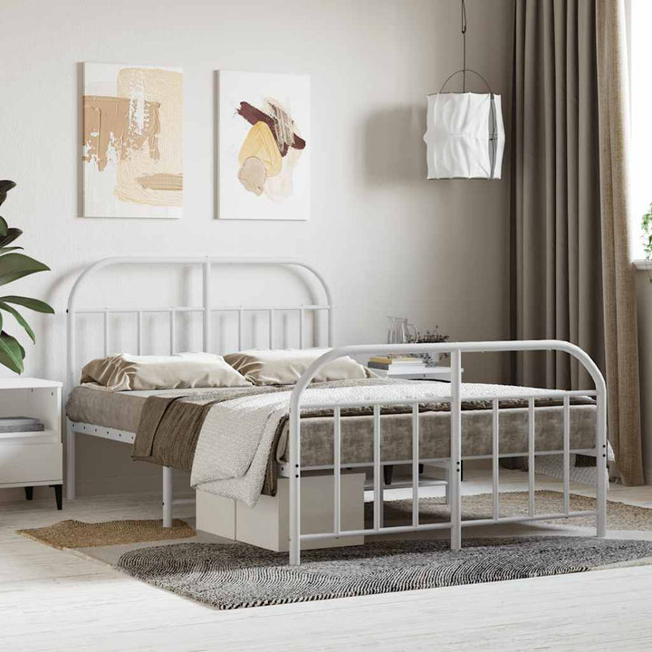 sengeramme med sengegavl og fodgærde 120x190 cm metal hvid