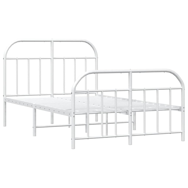 sengeramme med sengegavl og fodgærde 120x200 cm metal hvid