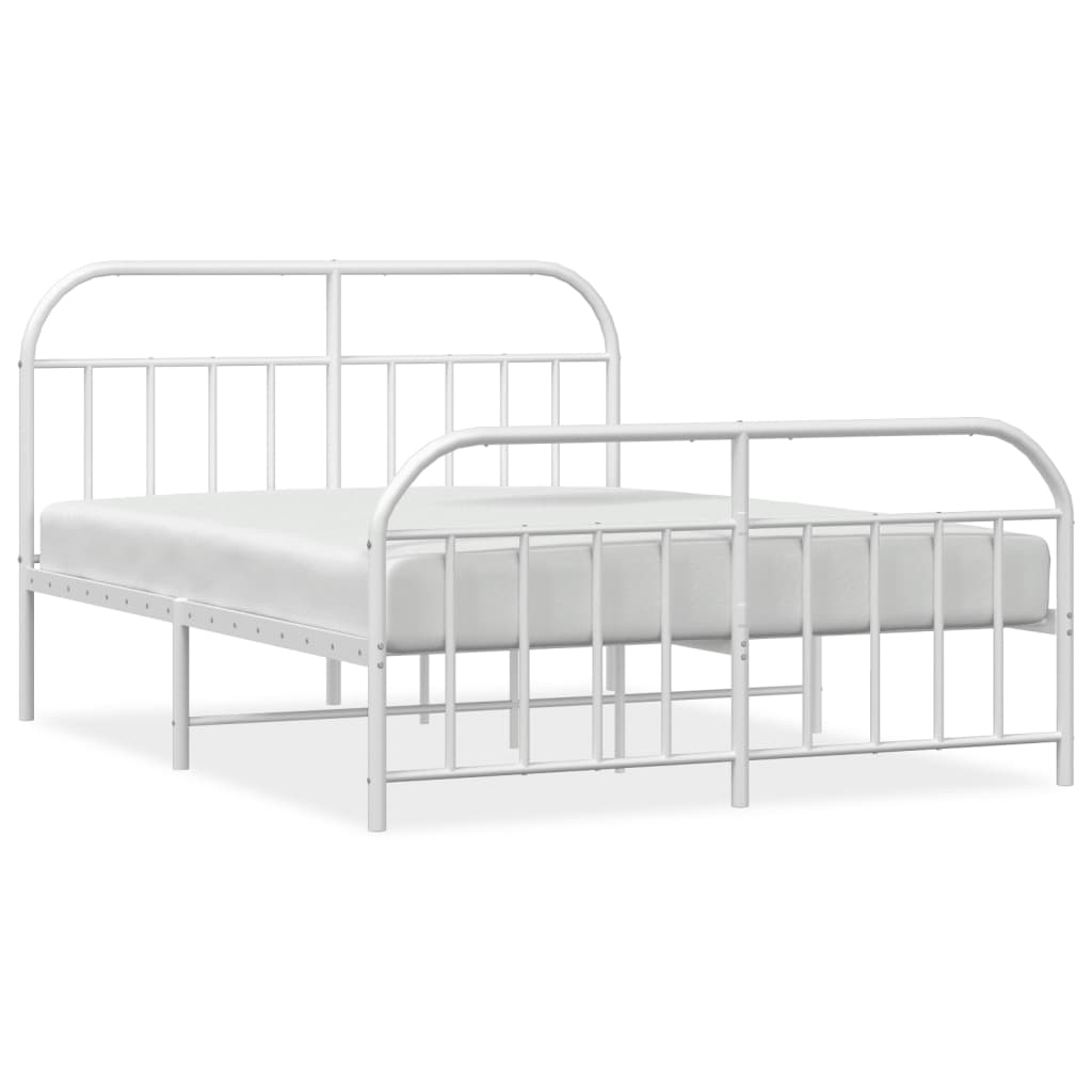 sengeramme med sengegavl og fodgærde 140x190 cm metal hvid