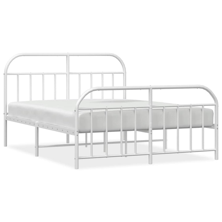 sengeramme med sengegavl og fodgærde 140x190 cm metal hvid