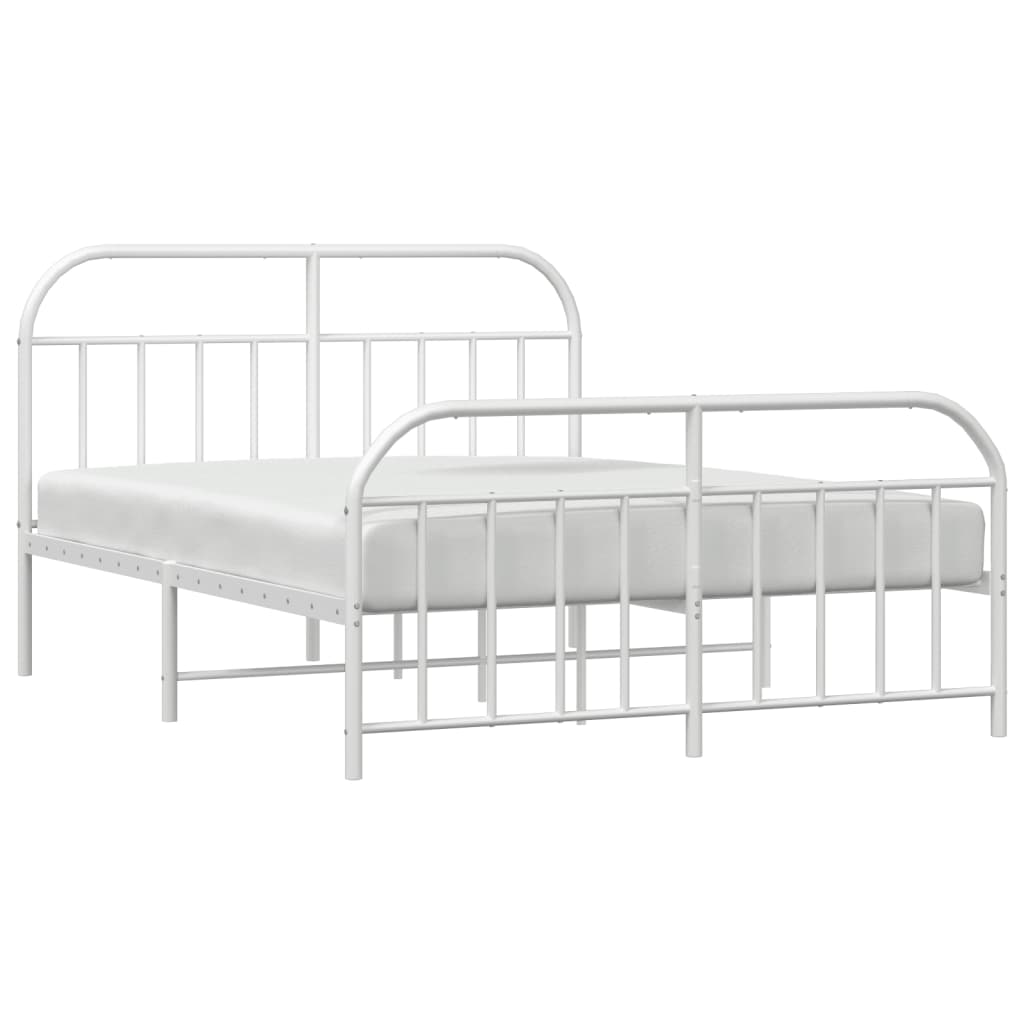 sengeramme med sengegavl og fodgærde 140x190 cm metal hvid