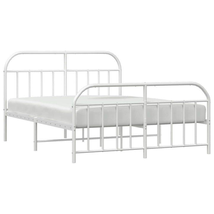 sengeramme med sengegavl og fodgærde 140x190 cm metal hvid