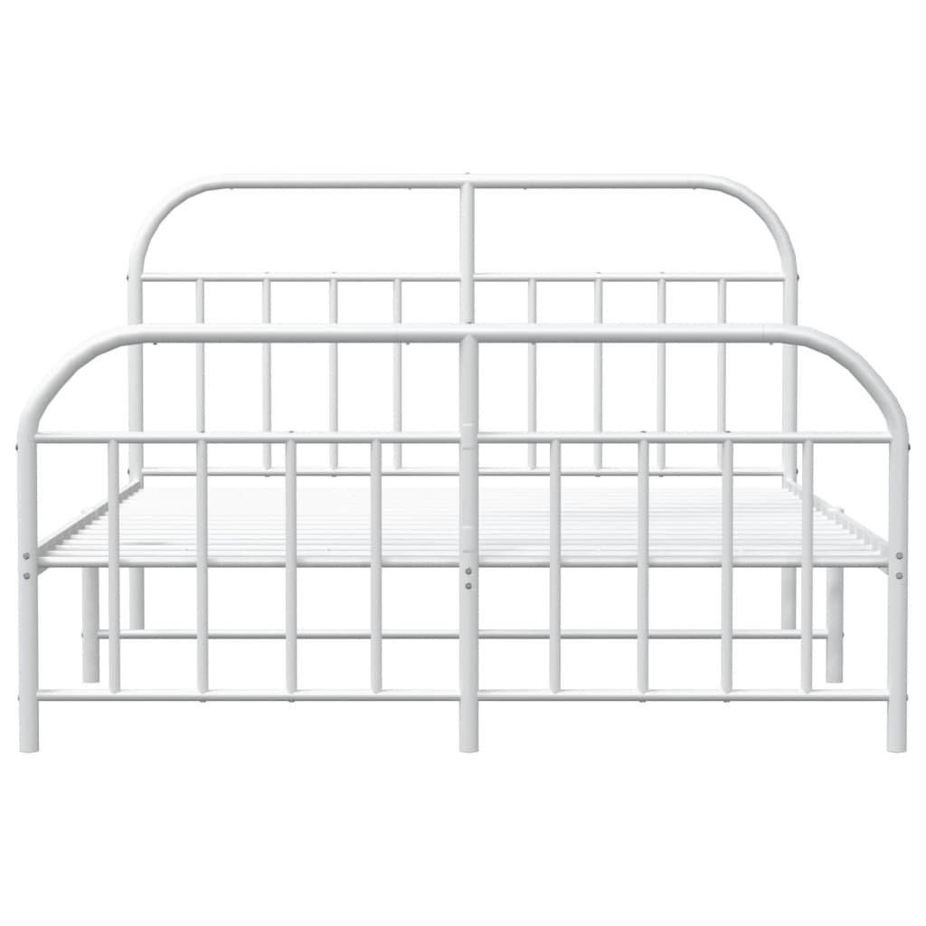 sengeramme med sengegavl og fodgærde 140x190 cm metal hvid
