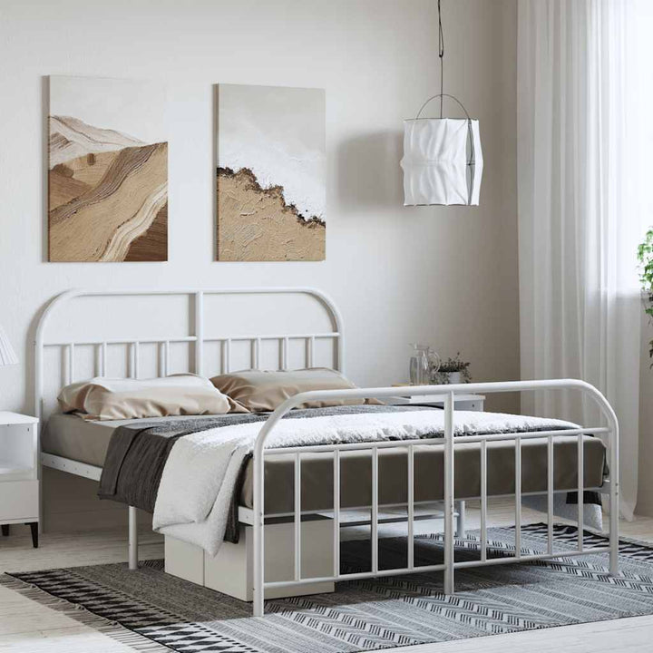 sengeramme med sengegavl og fodgærde 150x200 cm metal hvid