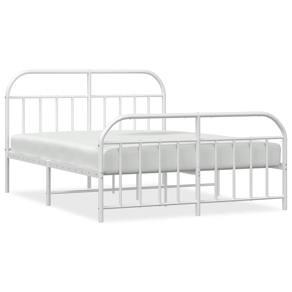 sengeramme med sengegavl og fodgærde 183x213 cm metal hvid