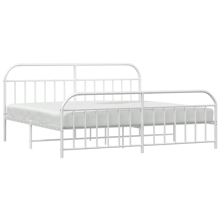 sengeramme med sengegavl og fodgærde 193x203 cm metal hvid