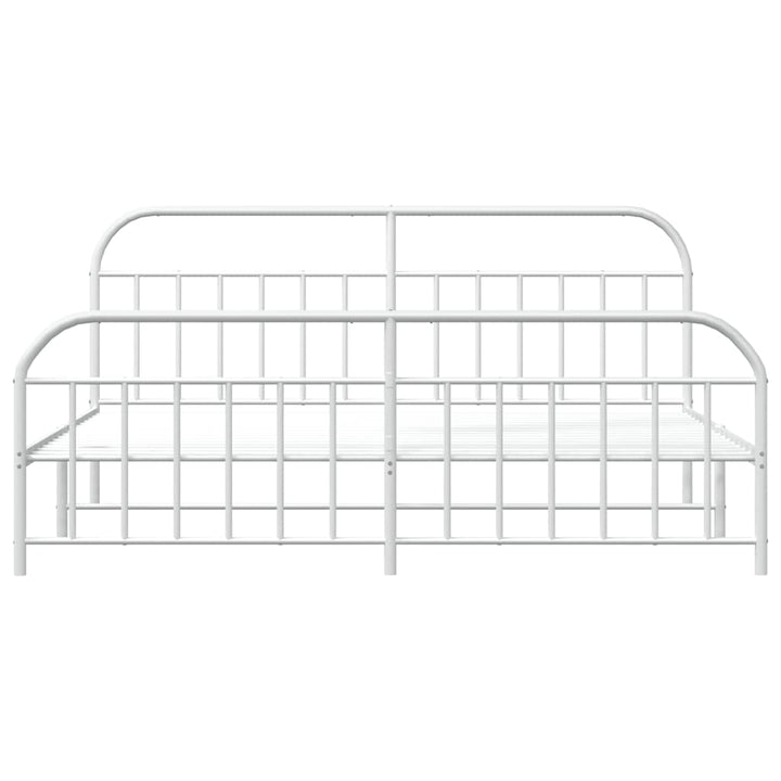 sengeramme med sengegavl og fodgærde 193x203 cm metal hvid
