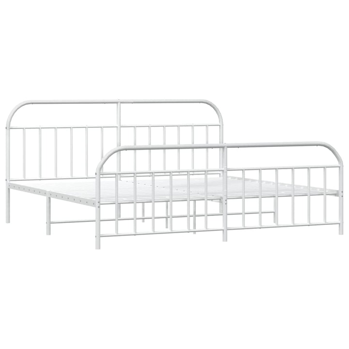 sengeramme med sengegavl og fodgærde 200x200 cm metal hvid