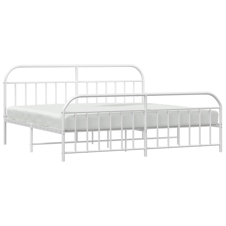 sengeramme med sengegavl og fodgærde 200x200 cm metal hvid