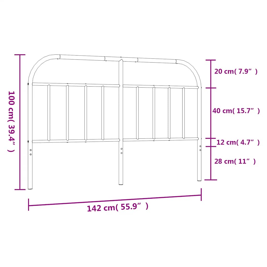 udskiftningsgavl 135 cm metal hvid