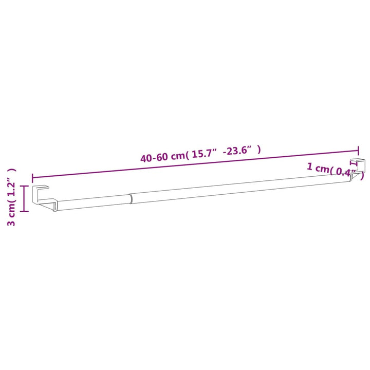 gardinstænger 2 stk. 40-60 cm aluminium hvid og sølvfarvet