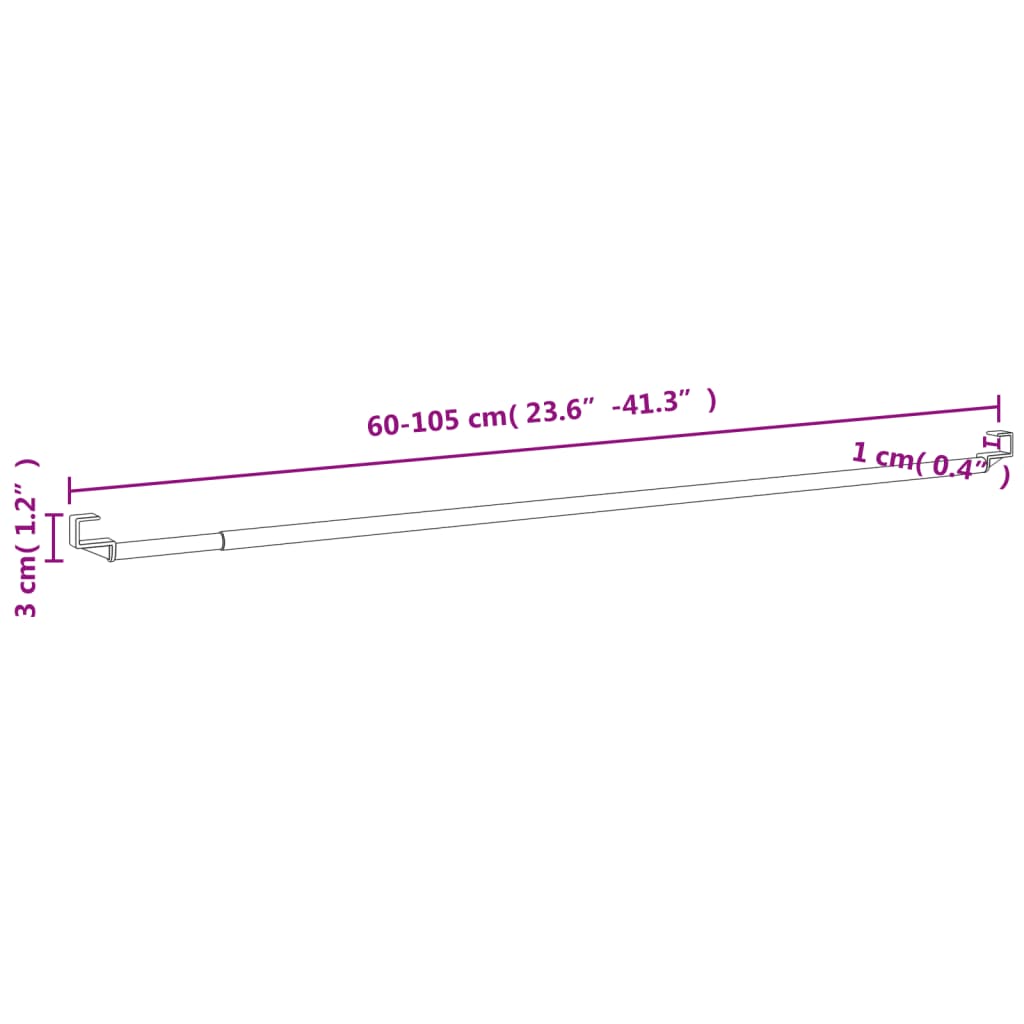 gardinstænger 2 stk. 60-105 cm aluminium hvid og sølvfarvet