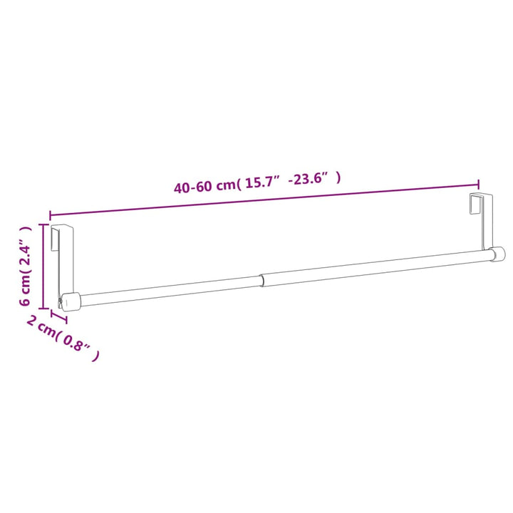 gardinstænger 2 stk. 40-60 cm aluminium hvid og sølvfarvet