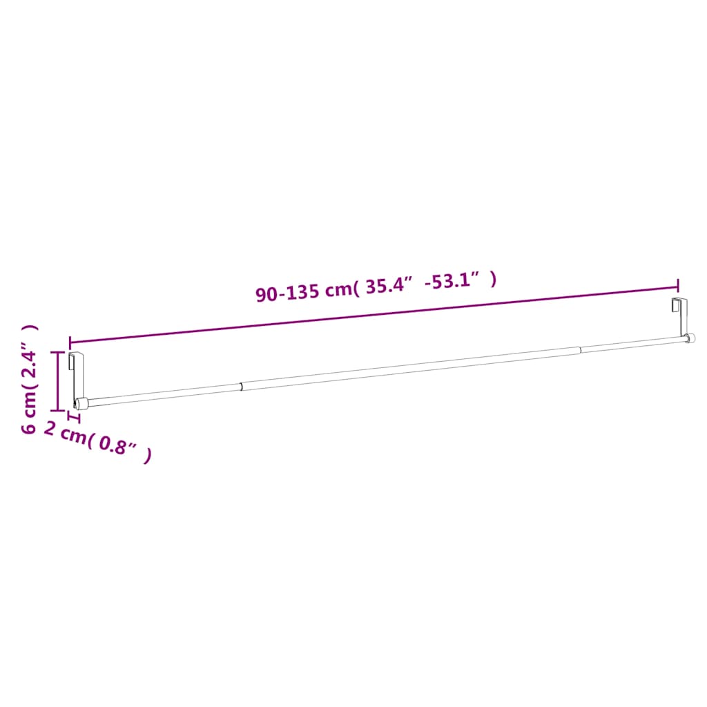 gardinstænger 2 stk. 90-135 cm aluminium hvid og sølvfarvet
