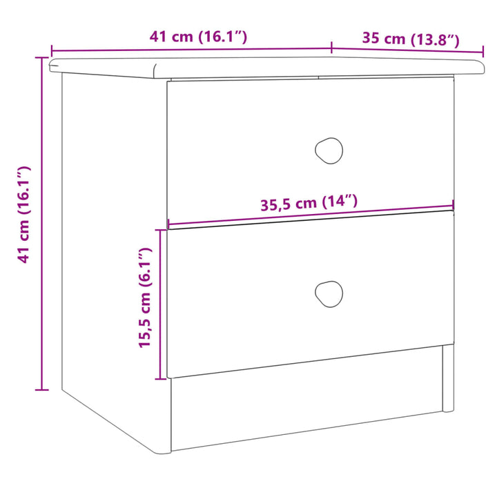 sengebord ALTA 41x35x41 cm massivt fyrretræ