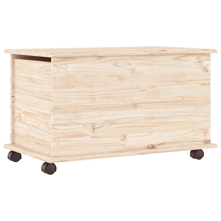 opbevaringskasse med hjul ALTA 73x39,5x43 cm massivt fyrretræ