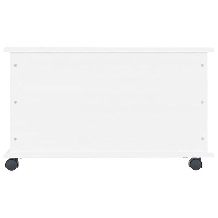 opbevaringskasse med hjul ALTA 73x39,5x43 cm massivt træ hvid