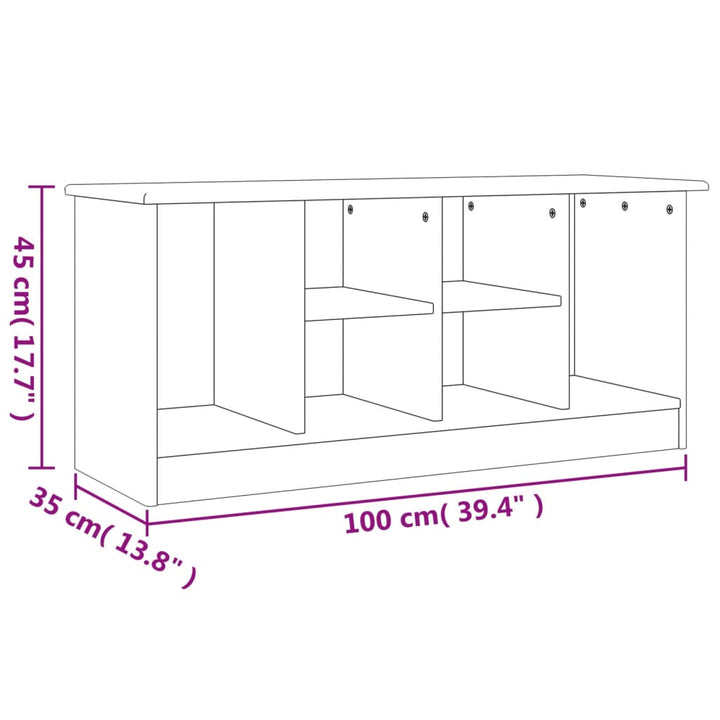 skobænk ALTA 100x35x45 cm massivt fyrretræ hvid