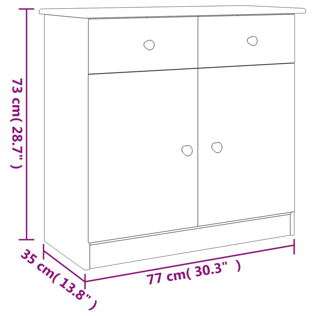 skænk ALTA 77x35x73 cm massivt fyrretræ