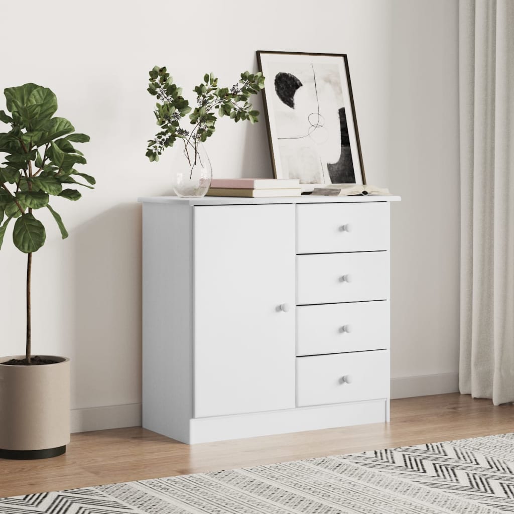 skænk ALTA 77x35x73 cm massivt fyrretræ hvid