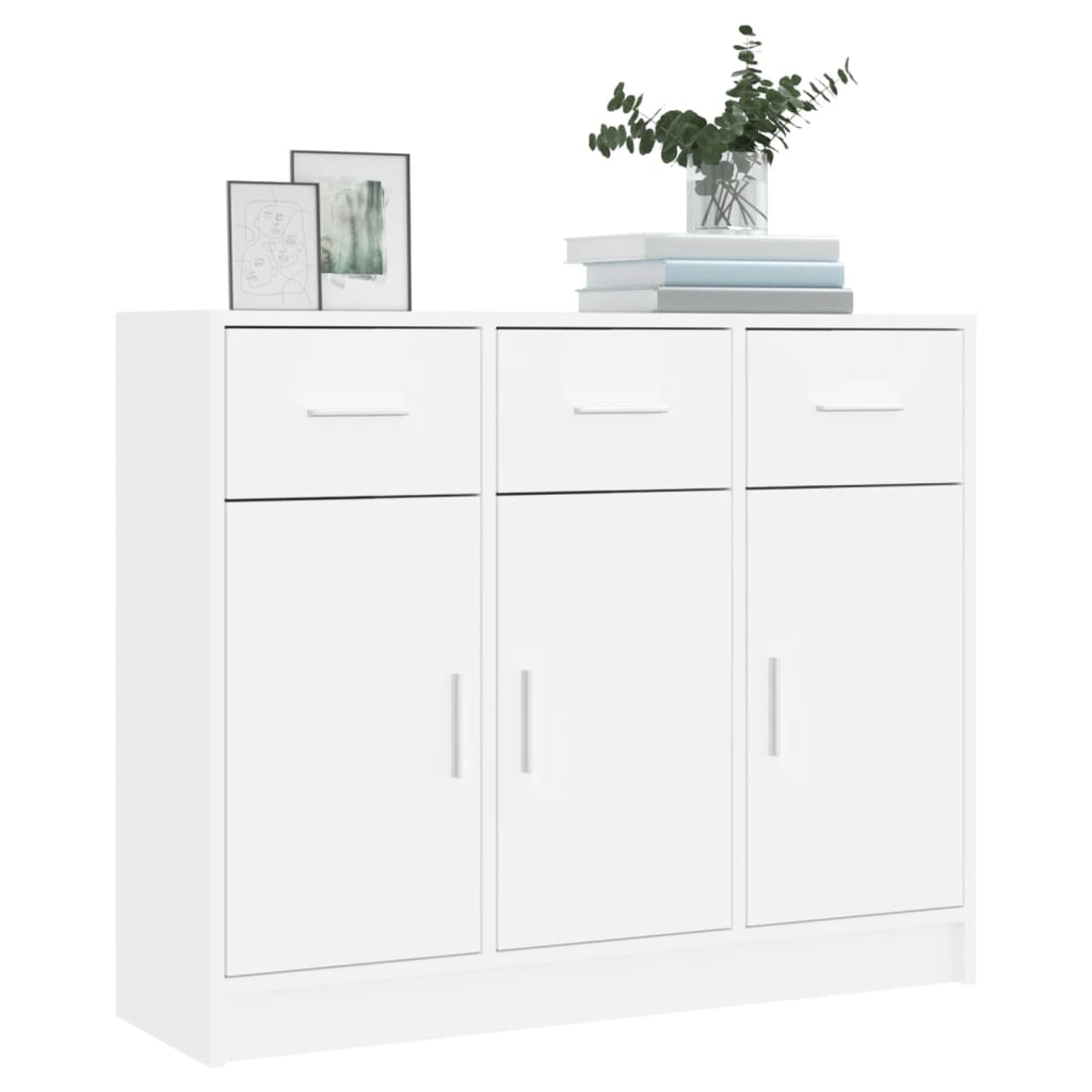 skænk hvid 91x28x75 cm konstrueret træ