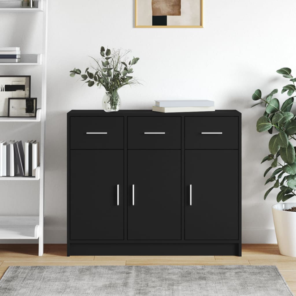 skænk 91x28x75 cm konstrueret træ sort