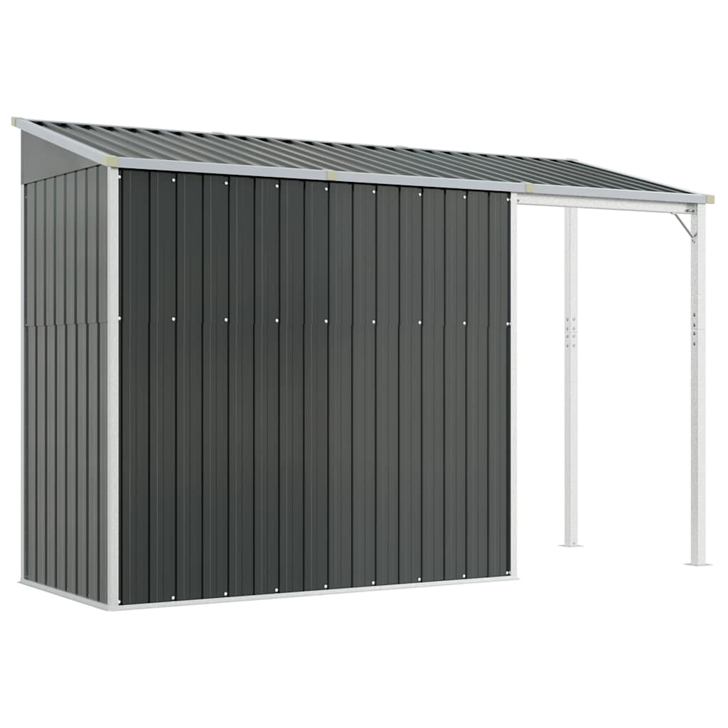 haveskur med udvidet tag 277x107x181 cm stål antracitgrå